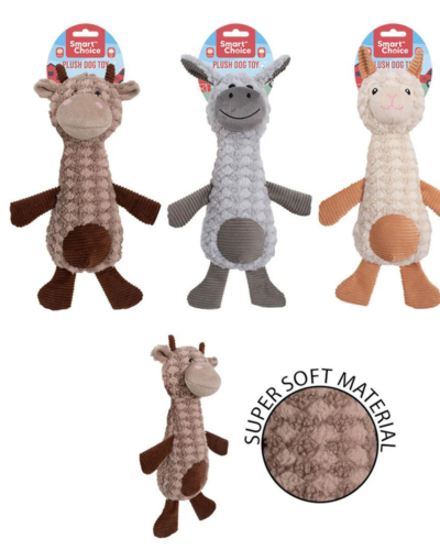 Smart Choice Long-Form Squeaky Plush Animal Toy for Dogs