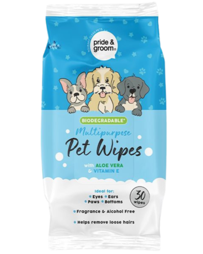 Pride & Groom | Biodegradable Multipurpose Pet Wipes | 30 Pack